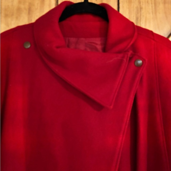 Vintage 80’s Red Wool Open Front Swing Coat - Picture 3 of 11